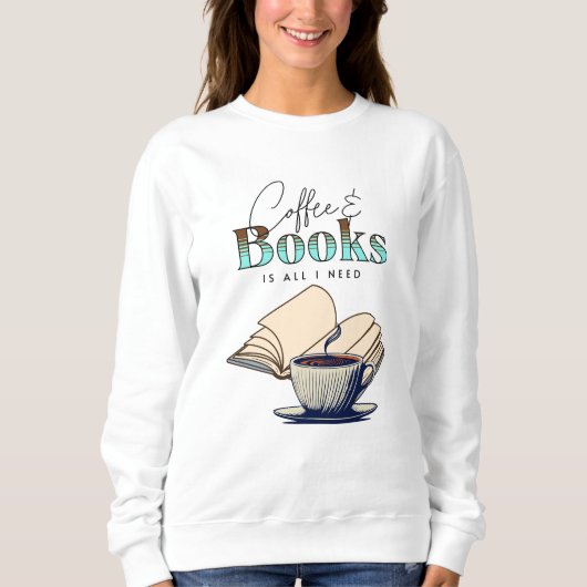 Vintage Bücher und Kaffee-Lover Sweatshirt (Vorderseite)