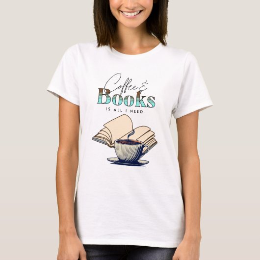 Vintage Bücher und Kaffee-Lover T-Shirt (Vorderseite)