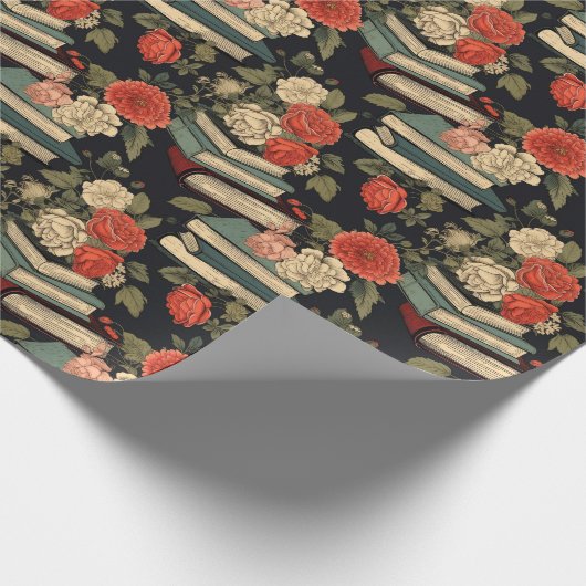 Vintage Bücher und Rose Leser Geschenkpapier (Ecke)