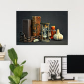 Vintage Bücher und Stundenglas Poster (Heimbüro)