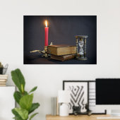 Vintage Bücher und Stundenglas Poster (Heimbüro)