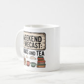 Vintage Bücher und Tee gemütlich Wochenende Kaffeetasse (Vorderseite Links)