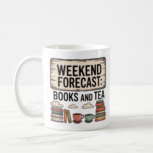 Vintage Bücher und Tee gemütlich Wochenende Kaffeetasse (Links)