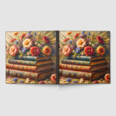 Vintage Bücher und Wildblumen Kunst Gästebuch (Voll)