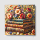 Vintage Bücher und Wildblumen Kunst Gästebuch (Rückseite)