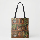 Vintage Bücherregal mit Katze und Kaffee Tasche (Vorderseite)