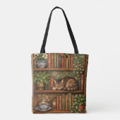 Vintage Bücherregal mit Katze und Kaffee Tasche (Rückseite)