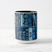 Vintage Bücherregale Zweifarbige Tasse (Mittel)
