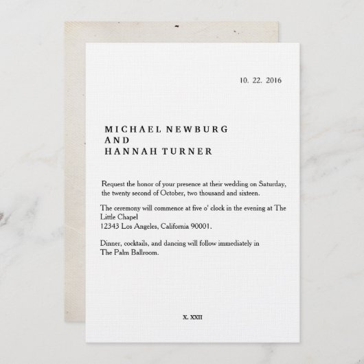 Vintage Buchhochzeit Einladung (Vorne/Hinten)