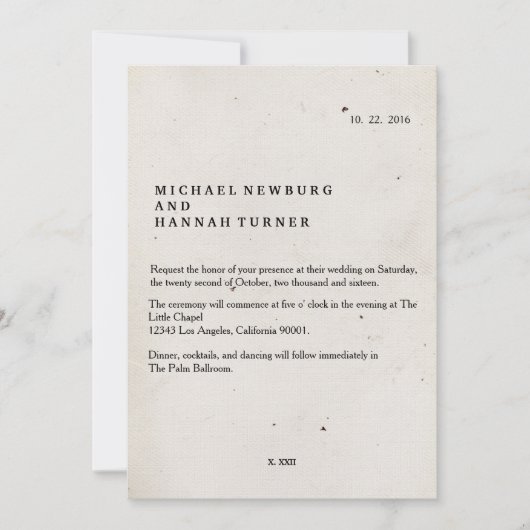 Vintage Buchhochzeit Einladung (Vorderseite)