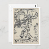 Vintage BuchIllustration Circus Clown Postkarte (Vorne/Hinten)