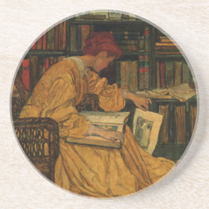 Vintage Buchliebhaber Kunstprint   Art Nouveau Fra Getränkeuntersetzer