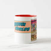 VINTAGE BUCHSEITE 1965 COMIC ART ZWEIFARBIGE TASSE (Mittel)