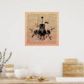 Vintage Buchseite Hummingbird Chandelier Poster (Küche)