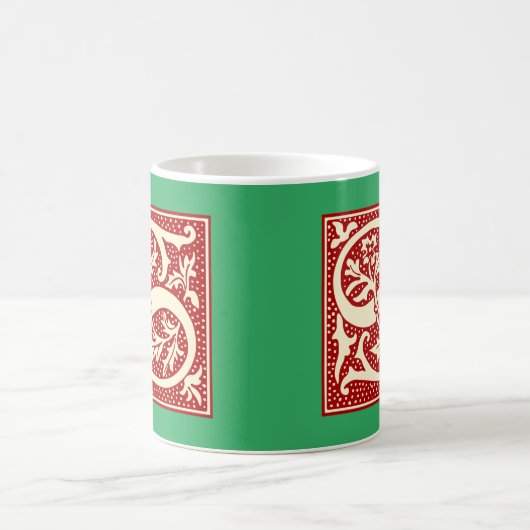Vintage Buchstabe S Monogramm Initiale Rot Grün Kaffeetasse (Mittel)