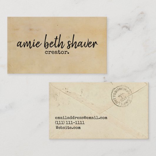 Vintage Buchstabegeschäftskarte Visitenkarte (Vorne/Hinten)