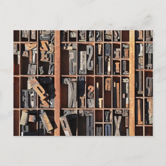 Vintage Buchstabenblöcke Postkarte (Vorderseite)