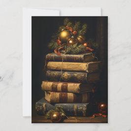 Vintage Buchstapel mit Weihnachtsdekoration Feiertagskarte