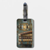 Vintage Buchstapelmalerei Antike Bibliothekswand Gepäckanhänger (Rückseite vertikal)