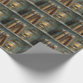 Vintage Buchstapelmalerei Antike Bibliothekswand Geschenkpapier (Ecke)