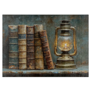 Vintage Buchstapelmalerei Antike Bibliothekswand Schneidebrett