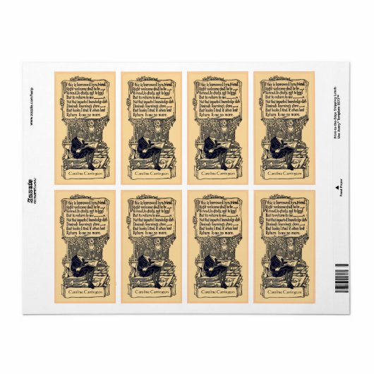 Vintage Buchzeichen-Labels (Vorne)