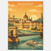 Vintage Budapest Ungarn Reise Stadt Kunst Druck Magnet (Vorderseite)
