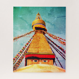 Vintage Buddha-Augen, Boudhanath-Stupa, Nepal Puzzle