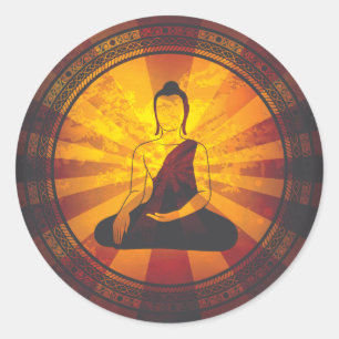 Vintage-Buddha-Druck Runder Aufkleber
