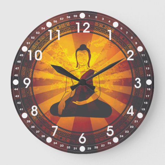 Vintage Buddha Große Wanduhr (Vorderseite)