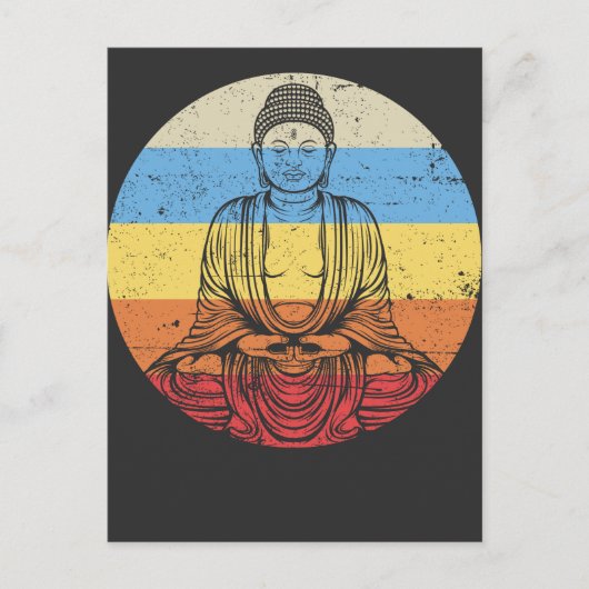 Vintage Buddha Meditation Entspannende Kunst Postkarte (Vorderseite)