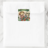 Vintage Buddies Quadratischer Aufkleber (Tasche)