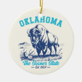 Vintage Buffalo Oklahoma Souvenir Design Keramik Ornament (Vorne)