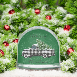 Vintage Buffalo Plaid Pick Up Truck Christmas Tree Schneekugeln
