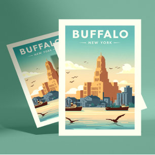 Vintage Buffalo Postkarte
