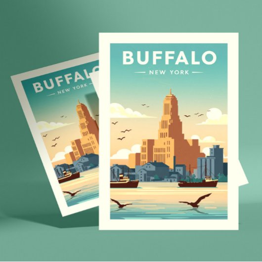 Vintage Buffalo Postkarte