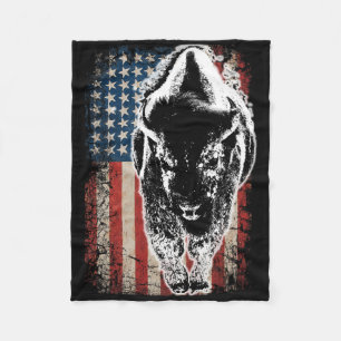 Vintage Büffel Amerikanische Flagge Bison Patriote Fleecedecke