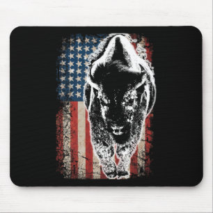 Vintage Büffel Amerikanische Flagge Bison Patrioti Mousepad