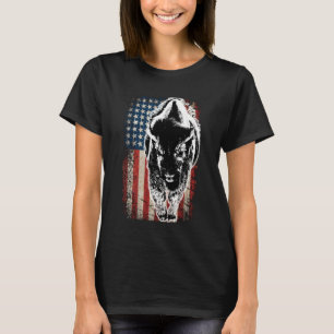 Vintage Büffel Amerikanische Flagge Bison T-Shirt
