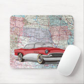 Vintage Buick auf Straßenkarte Mousepad (Mit Mouse)