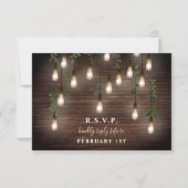 Vintage Bulben Rustikales Holz Botanische Hochzeit RSVP Karte (Vorderseite)