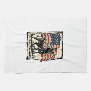 Vintage Bull Amerikanische Flagge Western-Shirt De Geschirrtuch