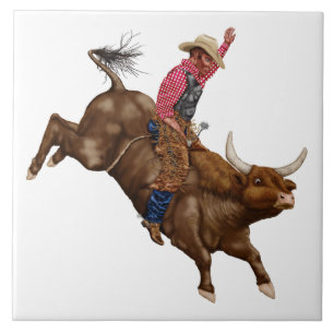 Vintage Bull-Ritter-Cowboy Fliese