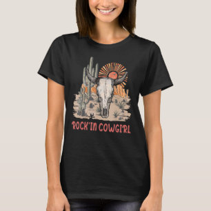 Vintage Bull Skull Cowhide Niedlich Cactus Rock'in T-Shirt