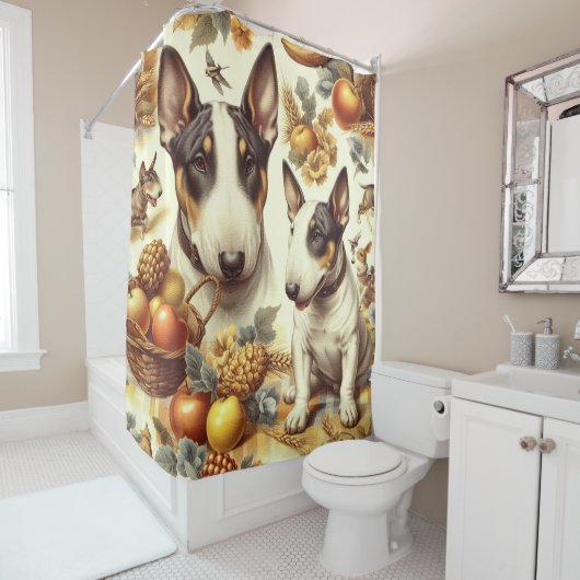 Vintage Bull Terrier-Malerei Duschvorhang (Beispiel)