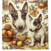 Vintage Bull Terrier-Malerei Duschvorhang (Vorderseite)