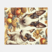 Vintage Bull Terrier-Malerei Fleecedecke (Vorderseite (Horizontal))