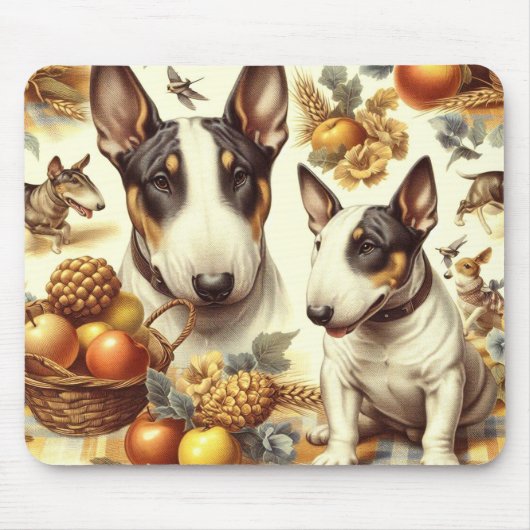 Vintage Bull Terrier-Malerei Mousepad (Vorne)