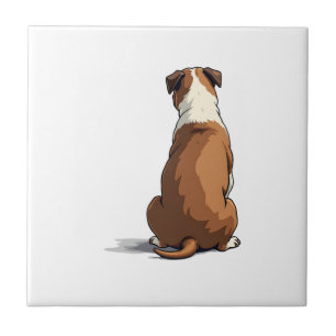 Vintage-Bulldog-Rückansicht-Illustration Hunde-Lie Fliese