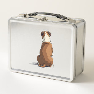 Vintage-Bulldog-Rückansicht-Illustration Hunde-Lie Metall Brotdose
